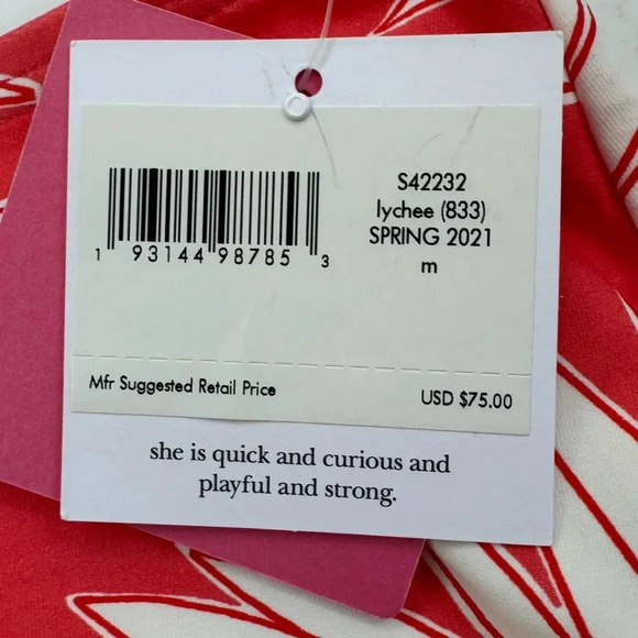 Kate spade Falling Flower High Waist Bikini Bottom in Lychee Coral Size M NWT - Picture 8 of 9